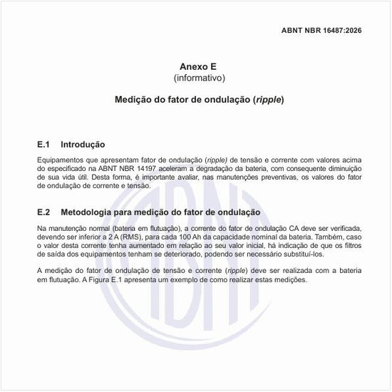 Como é um exemplo da realização da medição do fator de ondulação?