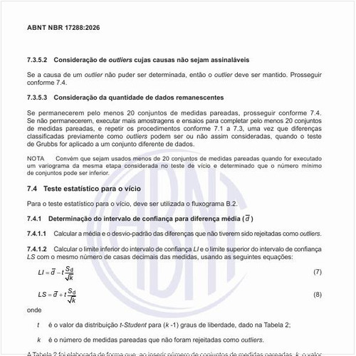 Qual o valor de t ao nível de significância de 10 % (teste bilateral)?