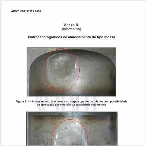 Como é o amassamento tipo mossa no corpo generalizado com possibilidade de aprovação por medição da capacidade volumétrica?