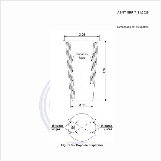 Quais devem ser as dimensões do copo de dispersão?