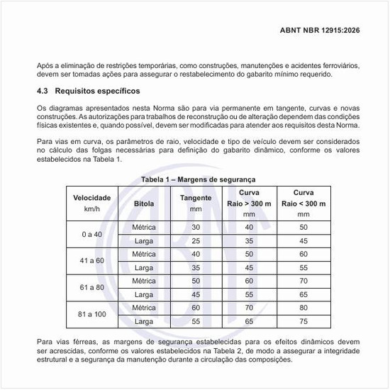 Quais as margens de segurança estabelecidas para os efeitos dinâmicos?