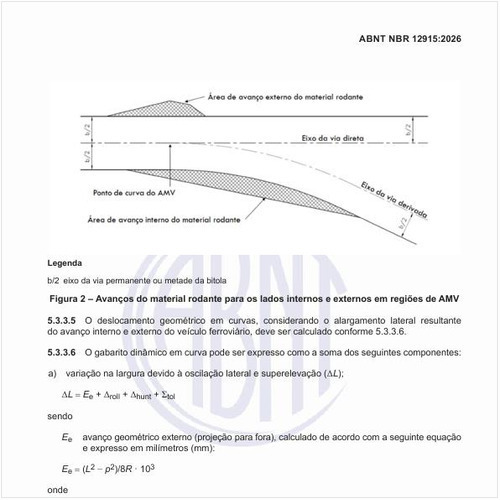 Como são os avanços do material rodante para os lados internos e externos em regiões de aparelho de mudança de via (AMV)?