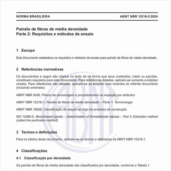 Qual é a classificação por densidade de painéis de fibras de média densidade?