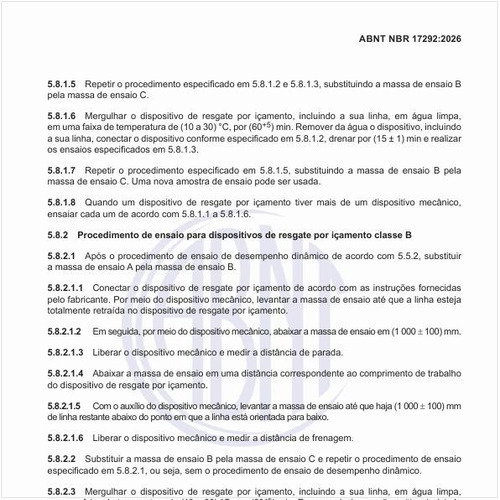 Como realizar o ensaio de desempenho dinâmico para dispositivos de resgate por içamento classe B?