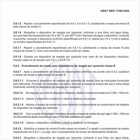 Como realizar o ensaio de desempenho dinâmico para dispositivos de resgate por içamento classe B?