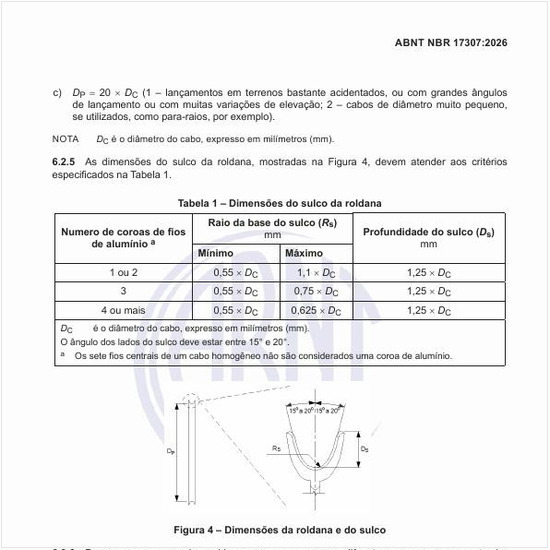 Quais são as dimensões do sulco da roldana?