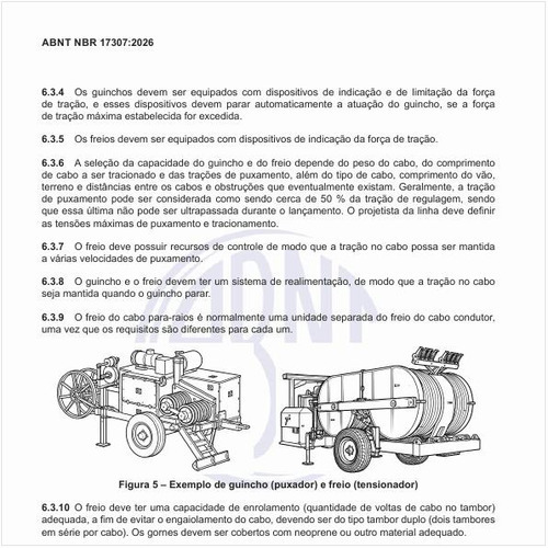 Como é um exemplo de guincho (puxador) e freio (tensionador)?