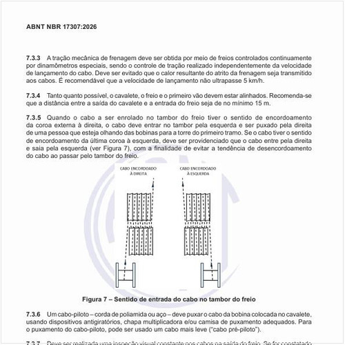 Qual é o sentido de entrada do cabo no tambor do freio?