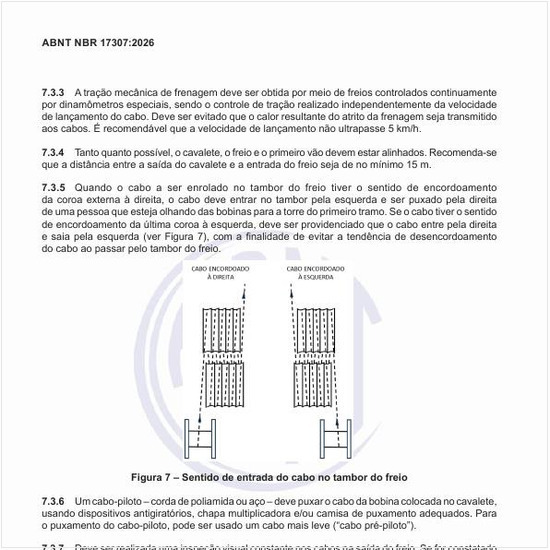 Qual é o sentido de entrada do cabo no tambor do freio?