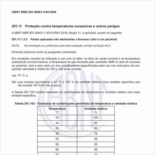Quais os exemplos de combinações permitidas de temperatura e umidade relativa?