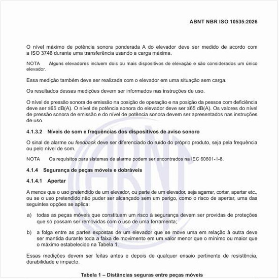 Quais devem ser as distâncias seguras entre peças móveis?