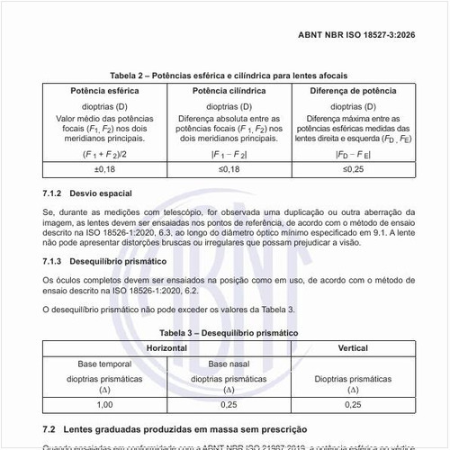 Quais são as potências esférica e cilíndrica para lentes afocais?