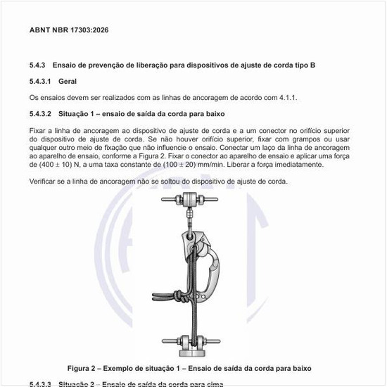 Qual é o exemplo de situação 1 ou o ensaio de saída da corda para baixo?