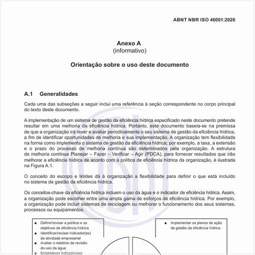 Como é o ciclo PDCA adaptado à gestão da eficiência hídrica?