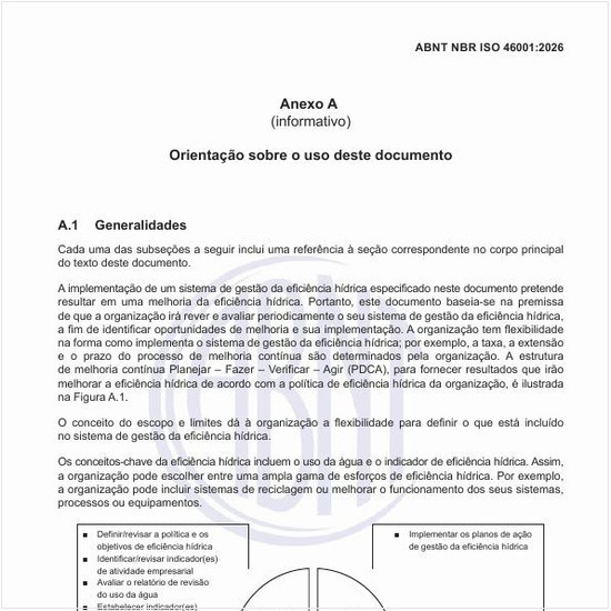 Como é o ciclo PDCA adaptado à gestão da eficiência hídrica?
