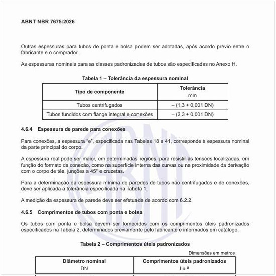 Qual é a tolerância da espessura nominal?