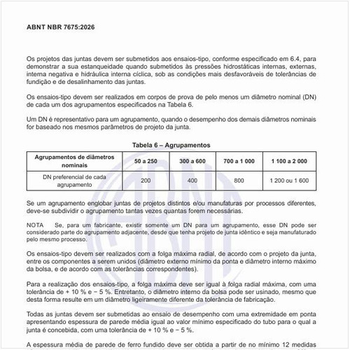 Quais são os agrupamentos para o ensaio de tipo?