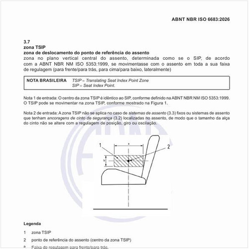 O que é a zona TSIP ou zona de deslocamento do ponto de referência do assento?