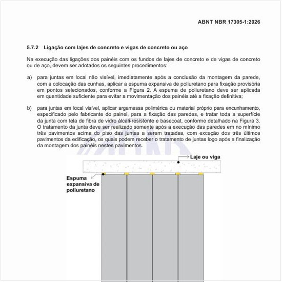 Como realizar a fixação provisória dos painéis no fundo de laje ou viga com uso de espuma expansiva de poliuretano?