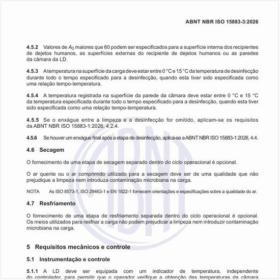 Quais são os requisitos mecânicos e controle?