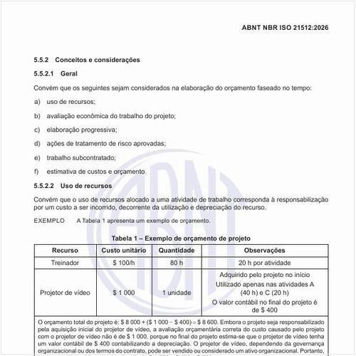 Como é um exemplo de orçamento de projeto?
