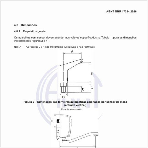Quais são as dimensões das torneiras automáticas acionadas por sensor de parede (entrada horizontal)?