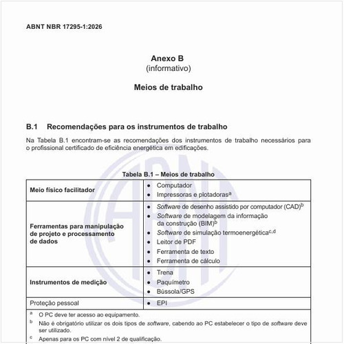 Quais são os instrumentos de trabalho necessários para o profissional certificado de eficiência energética em edificações?