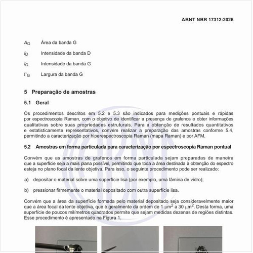 Como é a demonstração da forma de preparo de amostras em forma particulada para caracterização por espectroscopia Raman pontual?