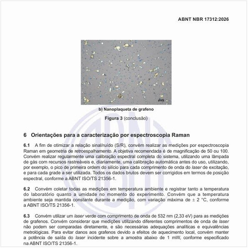 Quais são as orientações para a caracterização por espectroscopia Raman?