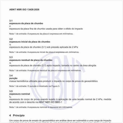 O que é a espessura nominal do corpo de prova?