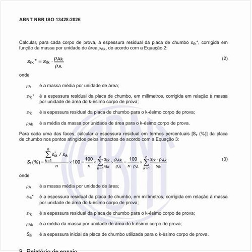 Como calcular, para cada corpo de prova, a espessura residual da placa de chumbo?