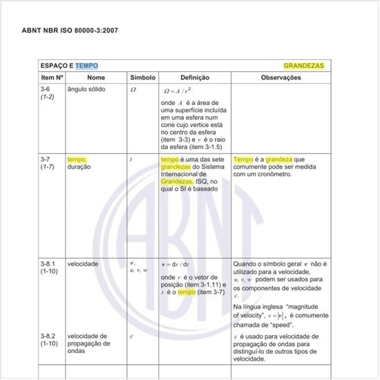 Como se define a grandeza tempo e quais são seus respectivos símbolos e unidades SI?
