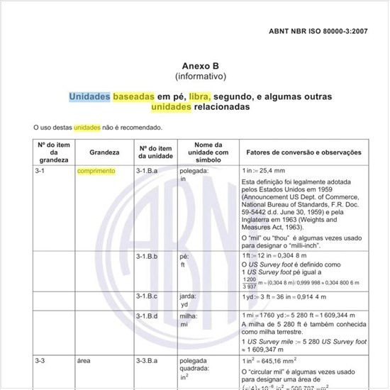 Quais as definições das unidades de comprimento baseadas no sistema pé libra segundo?