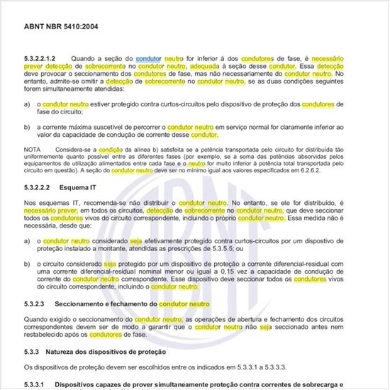 Qual a condição do condutor neutro para que seja necessário prever a detecção de sobrecorrente nesse condutor, adequada à sua seção?