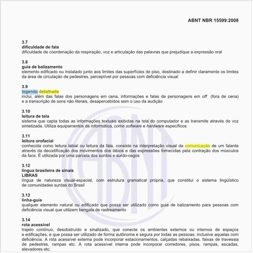 O que é legenda detalhada, em se tratando de Comunicação, na prestação de serviços para deficientes auditivos?