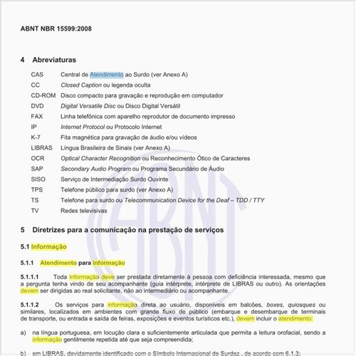 Como deve ser feito o atendimento para informação, para pessoas com deficiência?