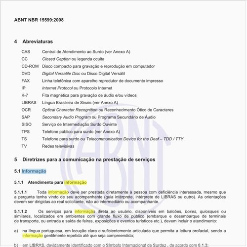 Quais as condições a serem observadas para informação visual, tátil, sonora e verbal, visando as pessoas com deficiência?