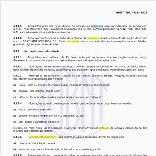 Quais as condições a serem observadas em sistemas informatizados, visando as pessoas com deficiência?