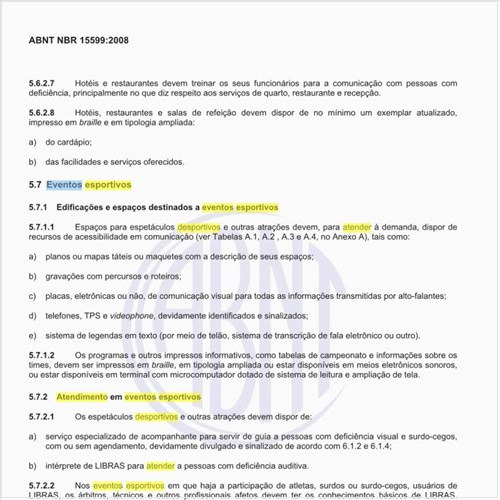 Quais as exigências para o atendimento em  eventos esportivos, para atender portadores de deficiência?