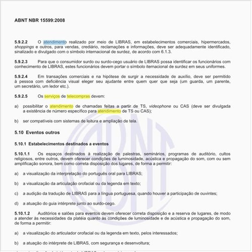 Com relação aos serviços de telecompras quais as exigências para o atendimento dos portadores de deficiência?