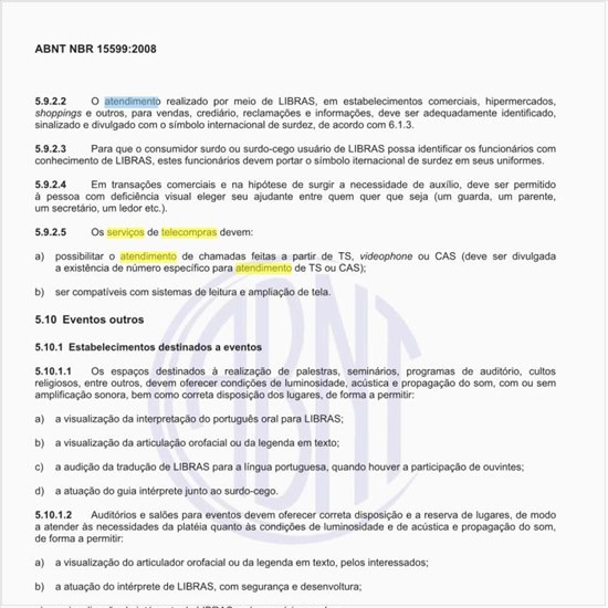 Com relação aos serviços de telecompras quais as exigências para o atendimento dos portadores de deficiência?