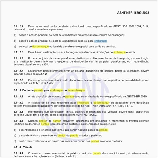 Quais as especificações necessárias para determinar os pontos de parada para embarque e desembarque de passageiros, visando aos portadores de deficiência?