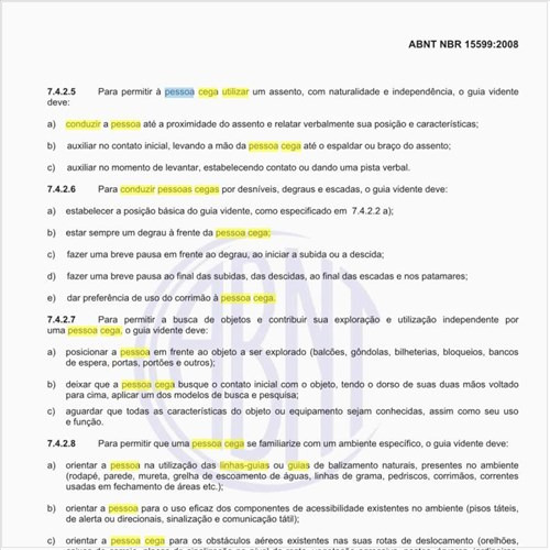 Como devem atuar os guias videntes, para conduzir uma pessoa cega para utilizar um assento?