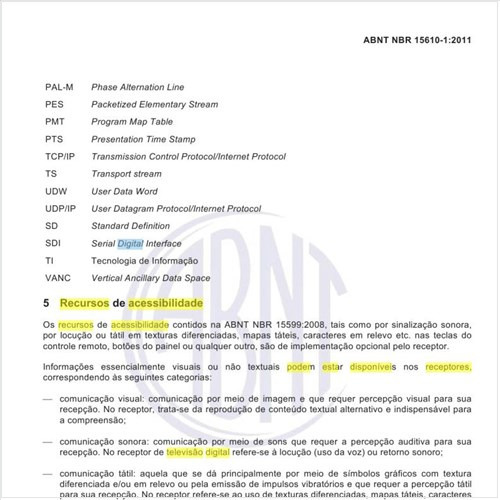 Que recursos de acessibilidade podem estar disponíveis nos receptores do Sistema de televisão digital terrestre?