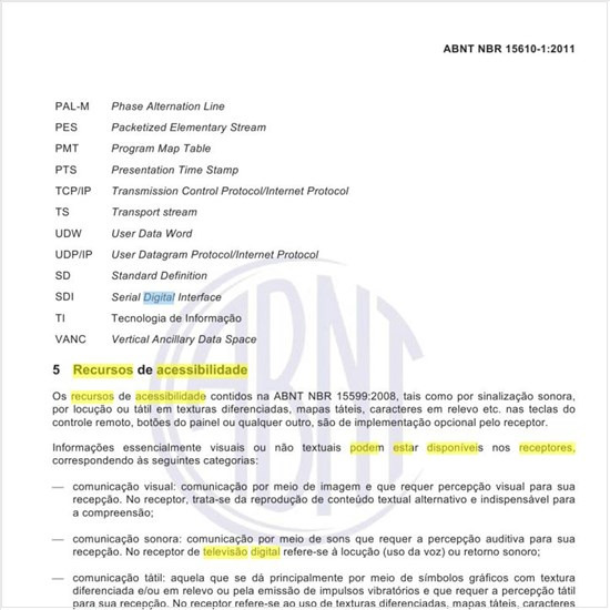 Que recursos de acessibilidade podem estar disponíveis nos receptores do Sistema de televisão digital terrestre?