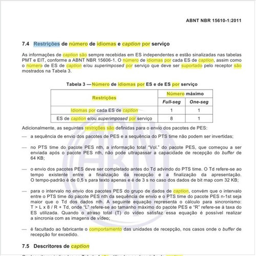 Quais são as restrições de número de idiomas e caption e por serviço?