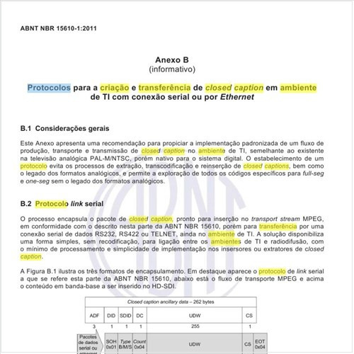 Qual a importância de se estabelecer um Protocolo para a criação e transferência de closed caption em ambiente de TI?