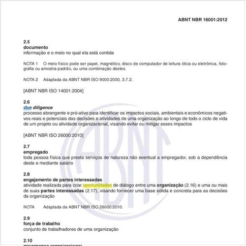 Para efeito de um  sistema de gestão da responsabilidade social, o que entender por due diligence?
