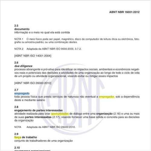 Para efeito de um  sistema de gestão da responsabilidade social, o que entender por empregado e força de trabalho?