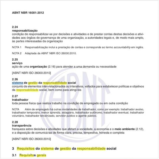 Quais devem ser os requisitos gerais para a definição de um sistema de gestão da responsabilidade social?